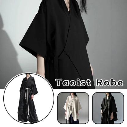 New Chinese-style Women Shirts Fashion Casual Streetwear Taoist Robe Ancient Coat Asymmetric Tops Zen Style Blouses