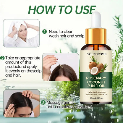 Rosemary Oil Hair Essential Coconut Oil Improve Hair Loss And Nourishes Strengthen Hair Roots Scalp Treatment Hair Care