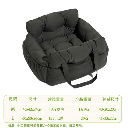 Car Dog Bed Safety Seat, Portable Pet Carrier with Seatbelt, Soft Cushion for Small Medium Dogs, Non-Slip Car Travel Accessories