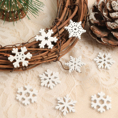 50/100PCS Wooden Snowflakes For Christmas, DIY Ornaments, Home Room Decor, Perfect For Craft Projects And Tree Decoration