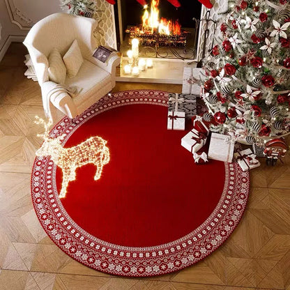 Christmas Tree Decoration Mat Large Area Christmas Circular Carpet Washable Anti Slip Carpet New Year Atmosphere Mat Decoration