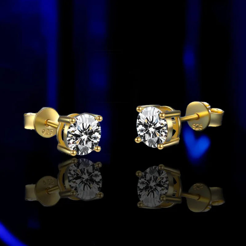 Moissanite Earrings for Women Pass Diamond Test Pen 100%  With Certificate Ear Studs 925 Sterling Silver Fine Jewelry