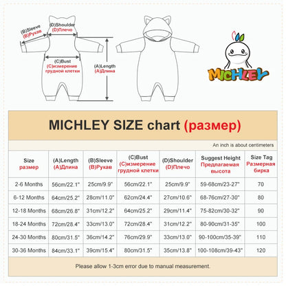 MICHLEY Carniva Baby Rompers Winter Clothes Flannel Hooded Bodysuits Pajamas Animals Overall Jumpsuit For Girls Boys Kids