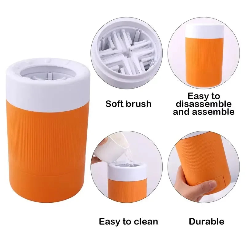 Pet Foot Washing Cup for Cat Dog Clean Grooming Artifact with Soft Silicone Brush Portable Semi Automatic Dogs Cleaning Supplies
