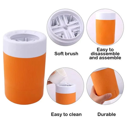 Pet Foot Washing Cup for Cat Dog Clean Grooming Artifact with Soft Silicone Brush Portable Semi Automatic Dogs Cleaning Supplies