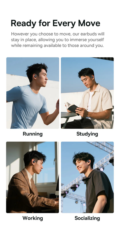 Baseus Eli 2i Fit Open-Ear Earphones True Wireless Bluetooth 6.0 Ear Hooks Headphones IPX5 Waterproof Sports Earbuds Bass Boost