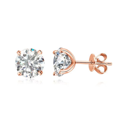 Smyoue 0.2-3CT Rose Gold Color Moissanite Stud Earrings for Women Sparkling Classic Wedding Lab Diamond Earring Pure 925 Silver
