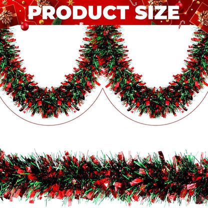 2M Christmas Snowflake Tinsel Garland Xmas Tree Decoration Christmas Metallic Twist Garland Ceiling Hanging New Year Party Decor