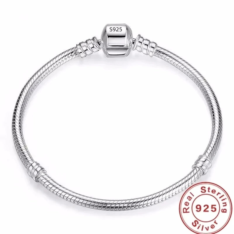 Handmade Original Fine Jewelry 925 Sterling Silver Charm Bracelet Soft Smooth Snake Bone Bracelets for Women