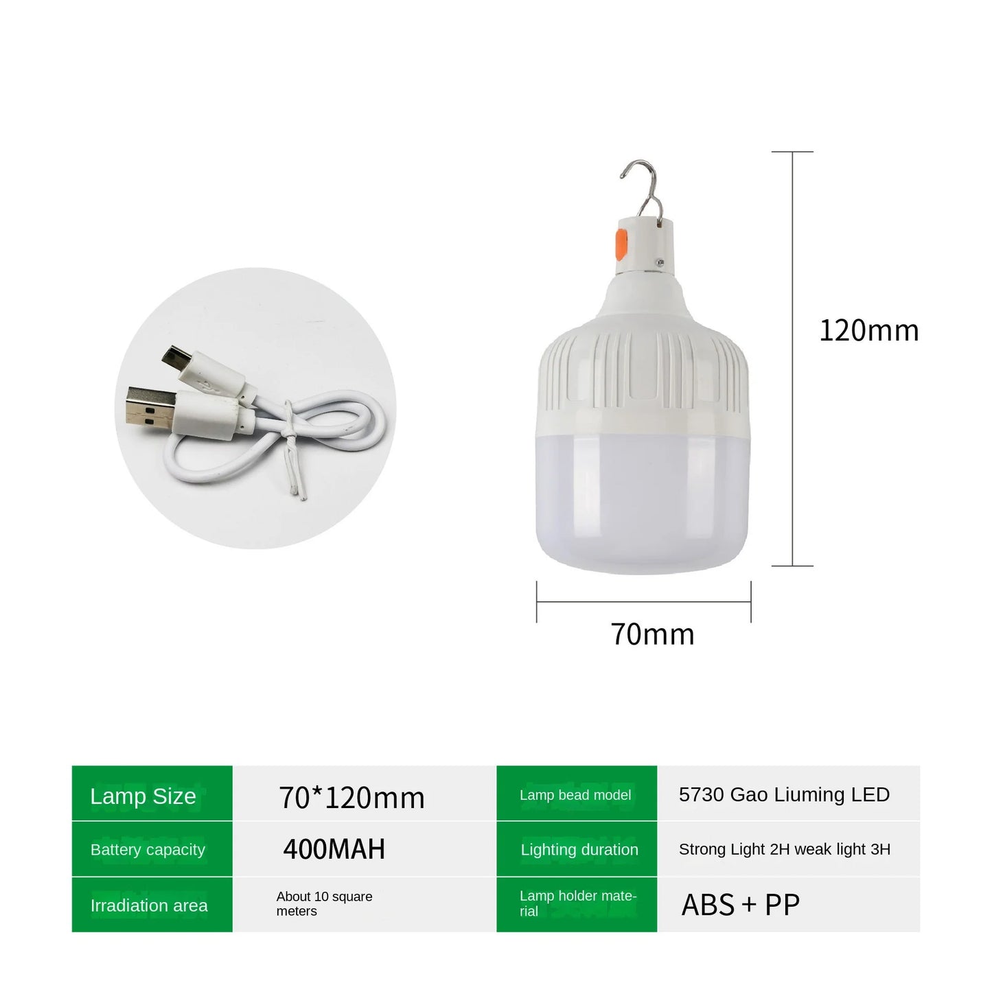 Outdoor USB Rechargeable LED Light Bulb