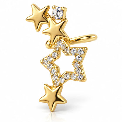 1Pc Fashion Geometry Crystal CZ  Leaf Clip Earring For Women Without Piercing Punk Vintage Star Ear Cuff Wrap Adjustable Jewelry