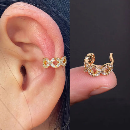1Pc Fashion Geometry Crystal CZ  Leaf Clip Earring For Women Without Piercing Punk Vintage Star Ear Cuff Wrap Adjustable Jewelry