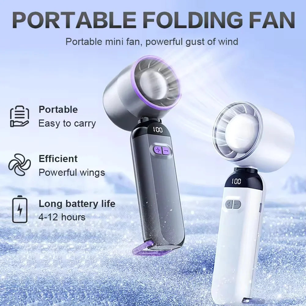 Multifunctional Portable Cooling Fan 20000mAh Waist‑clip Fan,Folding Hand‑held Turbo Fan,270°Rotatable Camping Fan With LED Light Outdoor Rechargeable Mini Air Cooler For Camping Working Travel