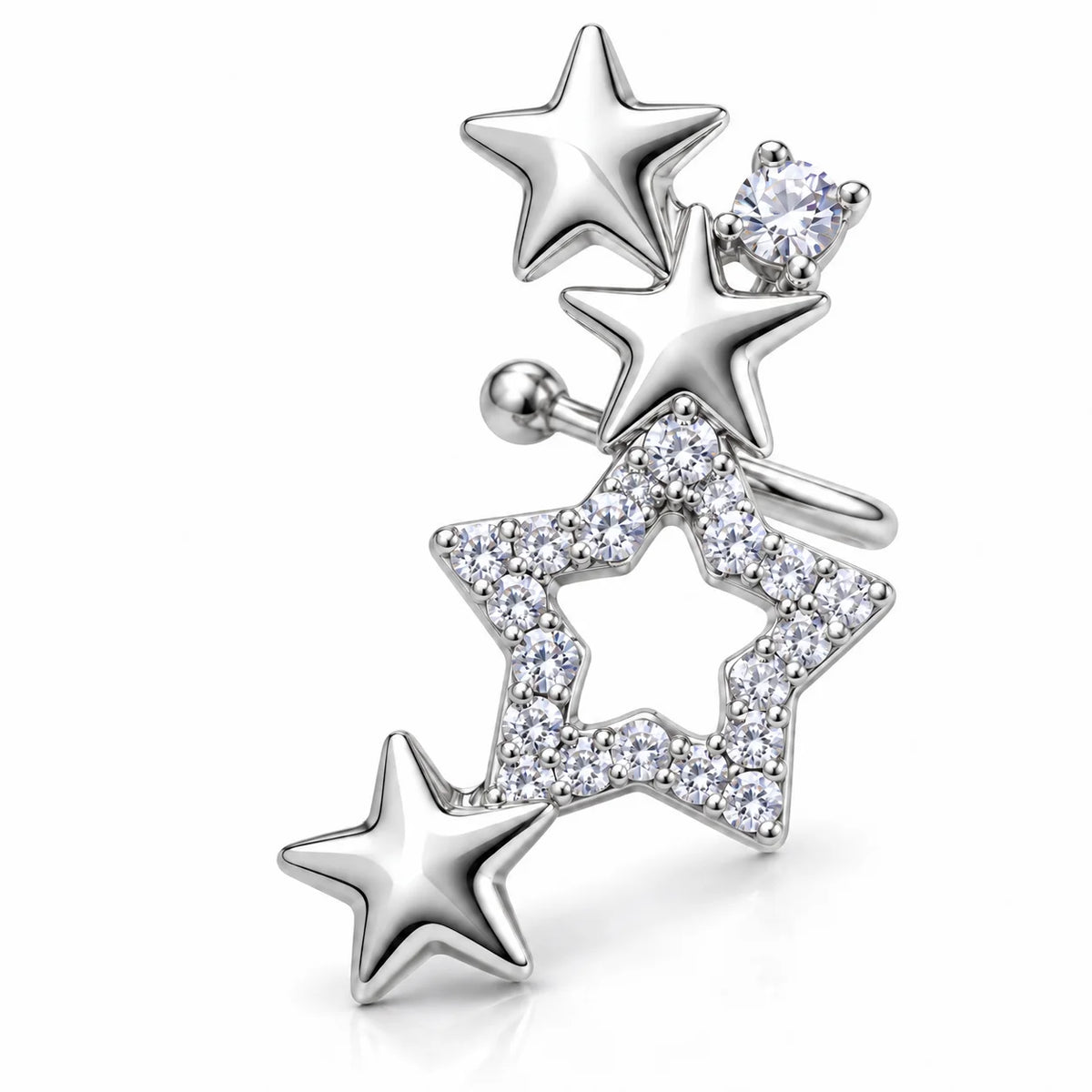 1Pc Fashion Geometry Crystal CZ  Leaf Clip Earring For Women Without Piercing Punk Vintage Star Ear Cuff Wrap Adjustable Jewelry