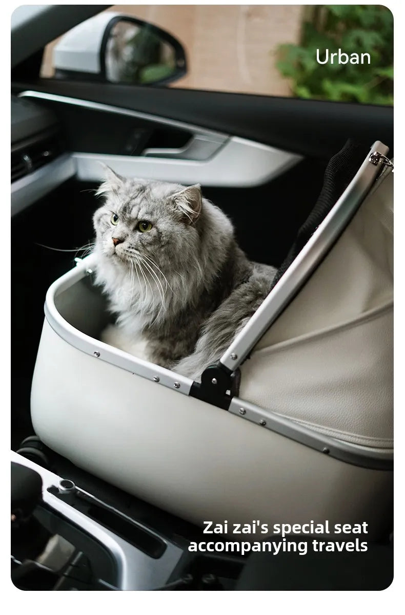 Lightweight Pet Travel Carrier Large Capacity Cat Backpack Shock-Absorbent Rolling Dog Trolley Adjustable Handle Pet Stroller