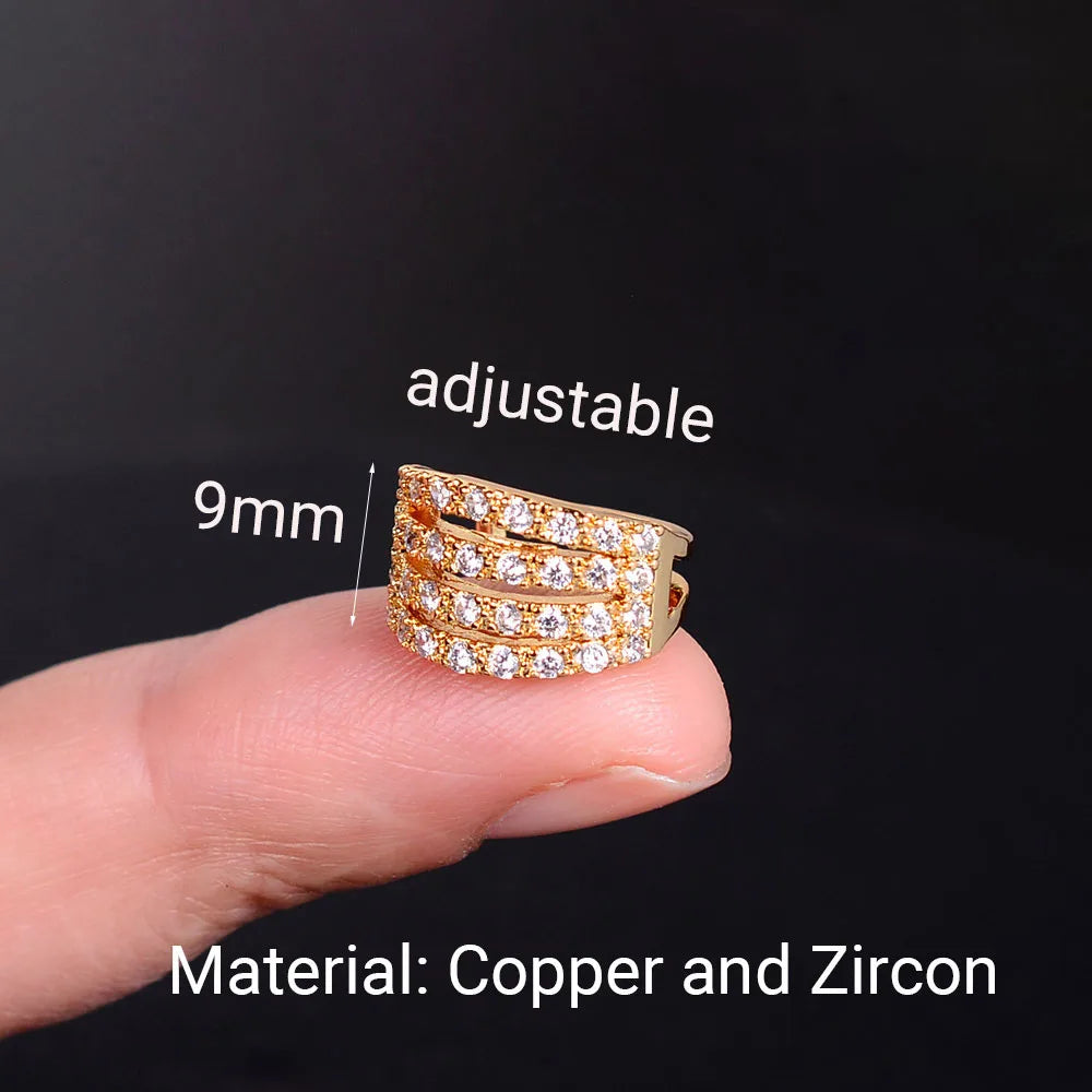 1Pc Fashion Geometry Crystal CZ  Leaf Clip Earring For Women Without Piercing Punk Vintage Star Ear Cuff Wrap Adjustable Jewelry