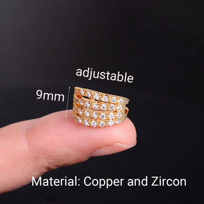 1Pc Fashion Geometry Crystal CZ  Leaf Clip Earring For Women Without Piercing Punk Vintage Star Ear Cuff Wrap Adjustable Jewelry