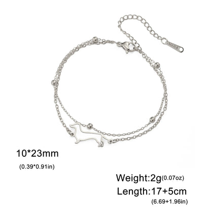 Cute Dachshund Dog Stainless Steel Bracelet for Women's Valentine's Day Commemorative Day Jewelry and Gift Wholesale
