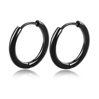 1 Pair Stainless Steel Round Hoop Earrings For Women 2.5mm Thick Hip-hop Street Pop Ear Buckle Classic Huggie Daily Jewelry
