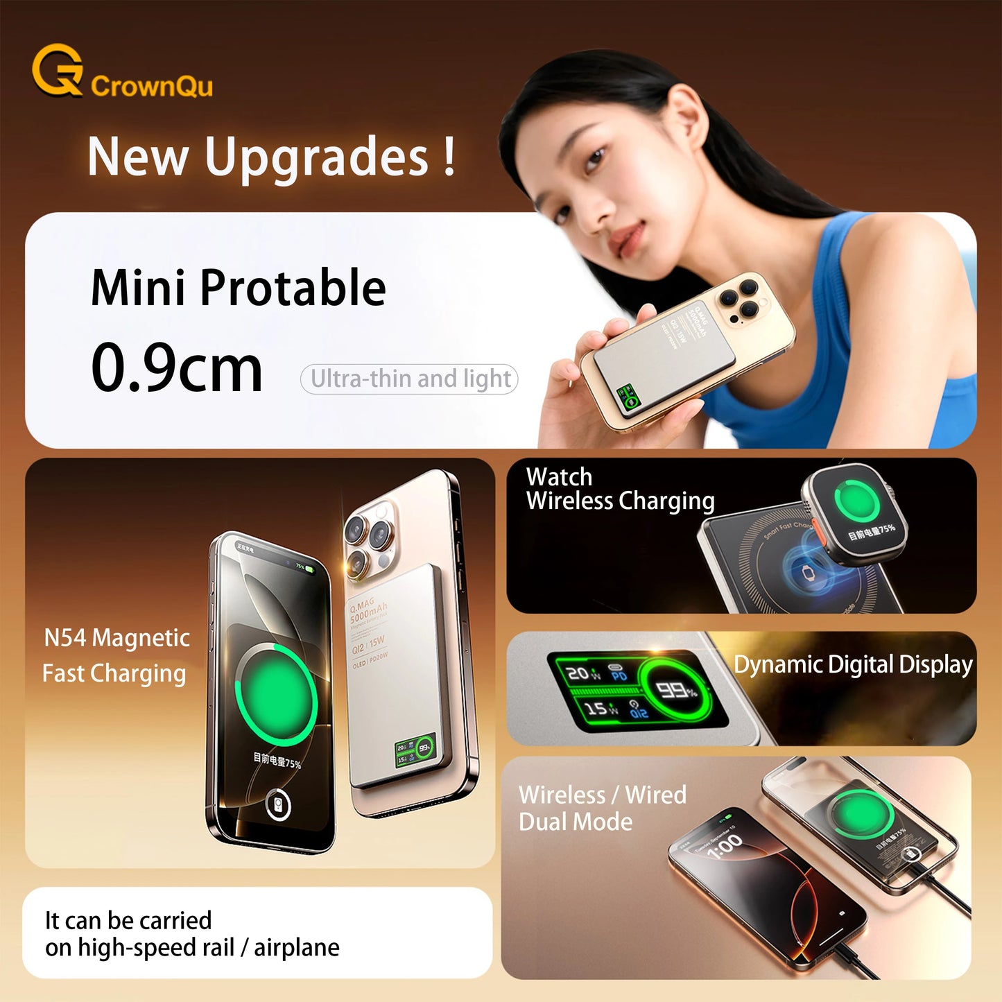 10000mAh Magnetic 3 in 1 Wireless Power Bank 20W USB C Fast Charging External Battery for iPhone 17 16 15 14 Airpods Apple Watch