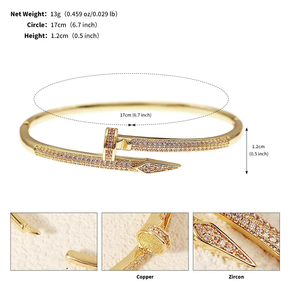 Women's Jewelry Nail Bracelets Trendy Zircon Screw Bracelet for Women Daily Party Festive Jewelry