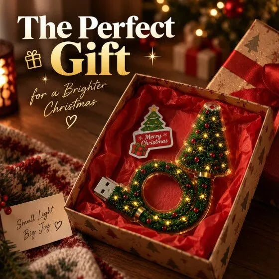 Christmas Projector Light, USB Powered Christmas Night Light with 6+ Holiday Patterns, Flexible Tree Lamp for Bedroom, Ceiling