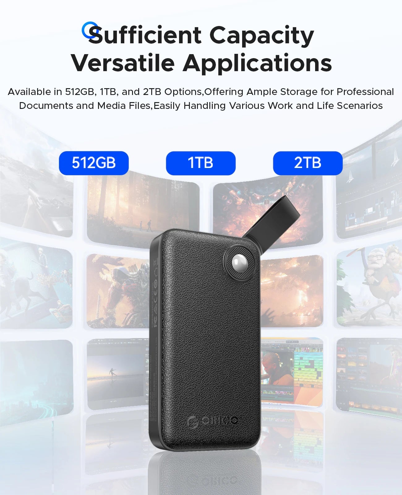 ORICO 2TB Portable SSD, Up to 2000MB/s, USB 3.2 Gen 2x2, Ultra-Mini, Compact with 2 in 1 USB C Cable, External Solid State Drive