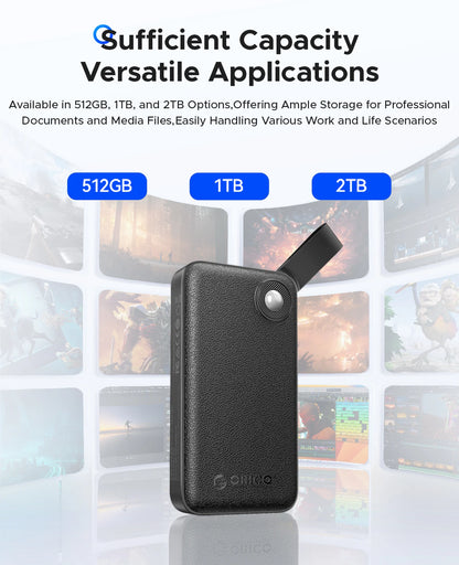 ORICO 2TB Portable SSD, Up to 2000MB/s, USB 3.2 Gen 2x2, Ultra-Mini, Compact with 2 in 1 USB C Cable, External Solid State Drive