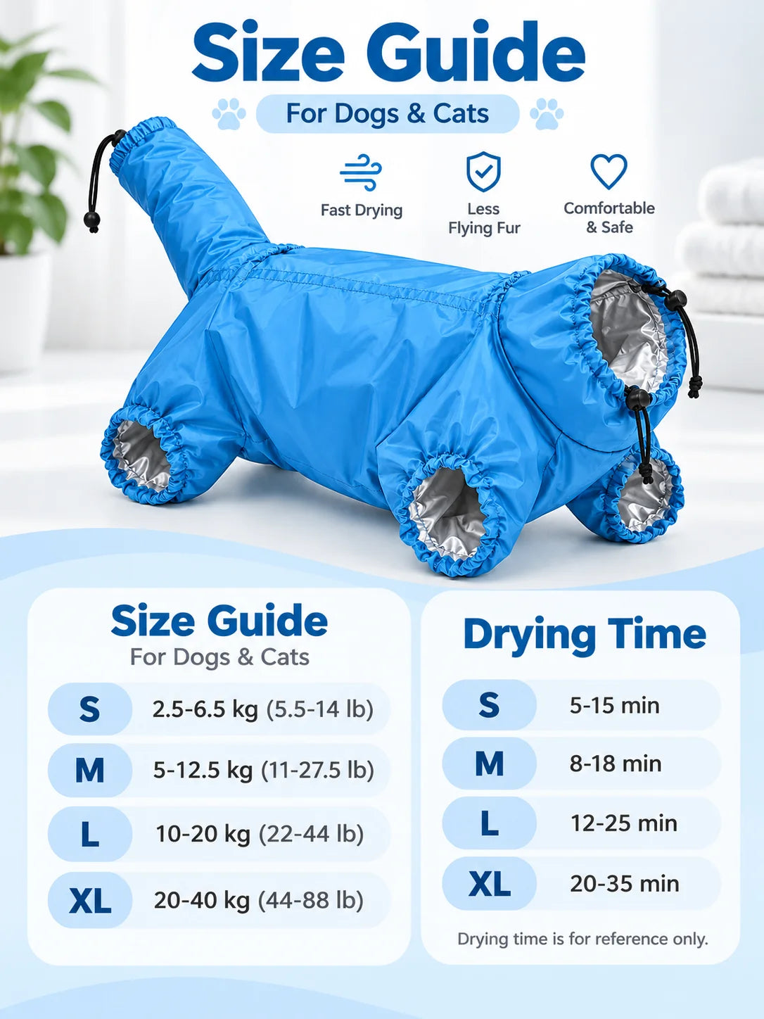 Pet Drying Bag for Dogs Cats Home Grooming Dryer Bag Hair Dryer Cover Fast Drying Anti Flying Fur for Small Medium Large Pets