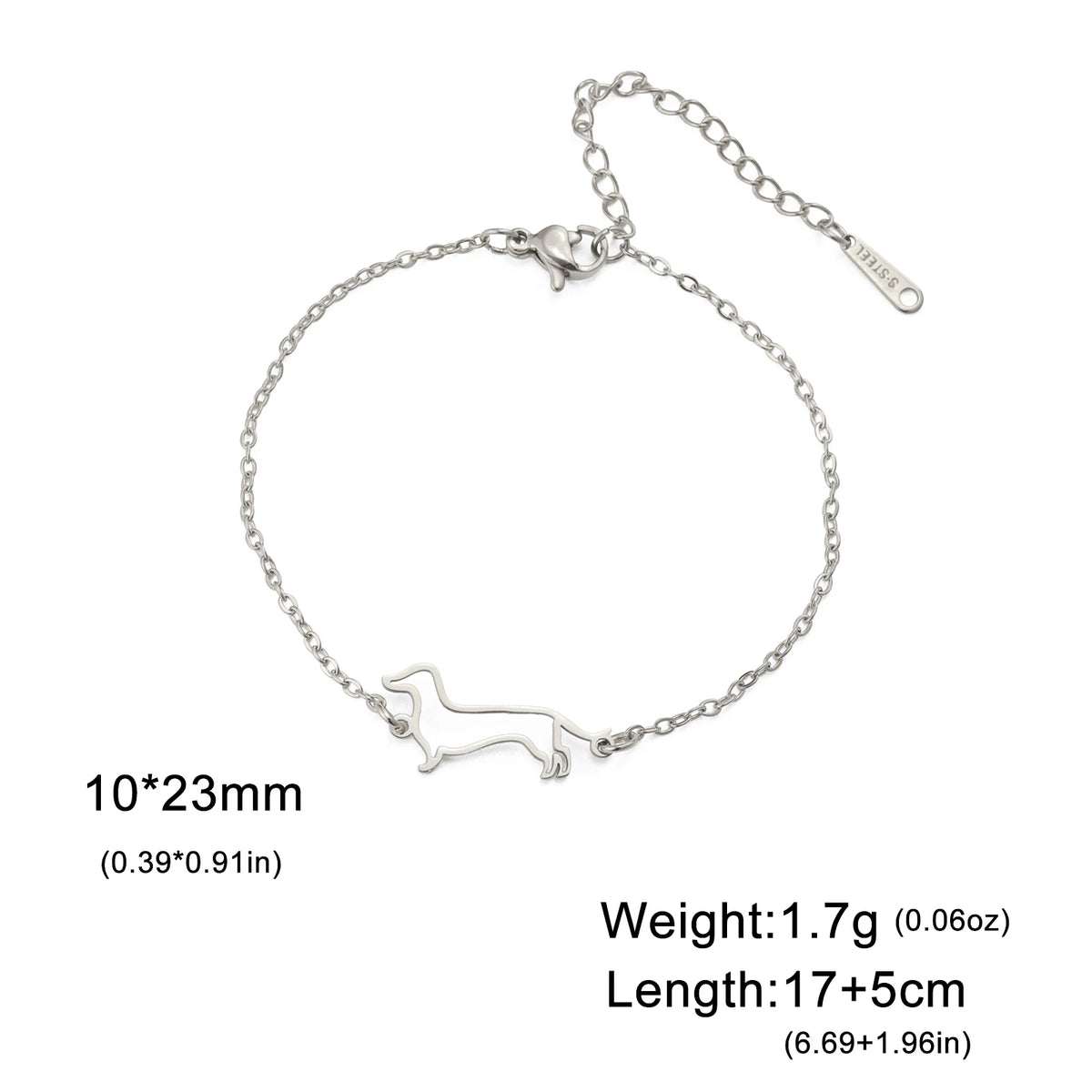 Cute Dachshund Dog Stainless Steel Bracelet for Women's Valentine's Day Commemorative Day Jewelry and Gift Wholesale