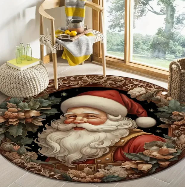 Christmas Tree Decoration Mat Large Area Christmas Circular Carpet Washable Anti Slip Carpet New Year Atmosphere Mat Decoration