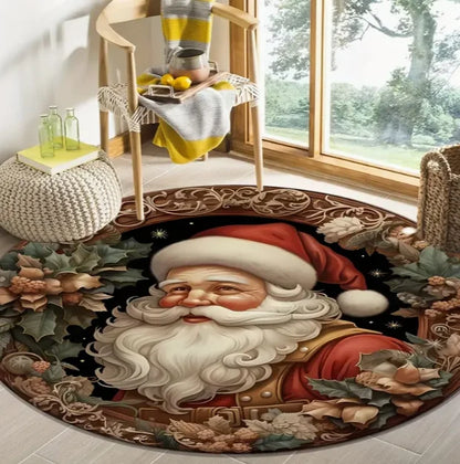 Christmas Tree Decoration Mat Large Area Christmas Circular Carpet Washable Anti Slip Carpet New Year Atmosphere Mat Decoration