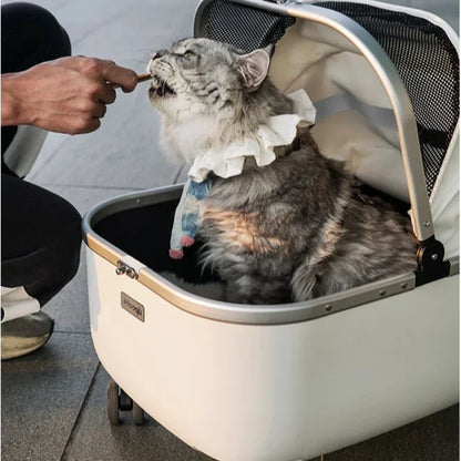 Lightweight Pet Travel Carrier Large Capacity Cat Backpack Shock-Absorbent Rolling Dog Trolley Adjustable Handle Pet Stroller