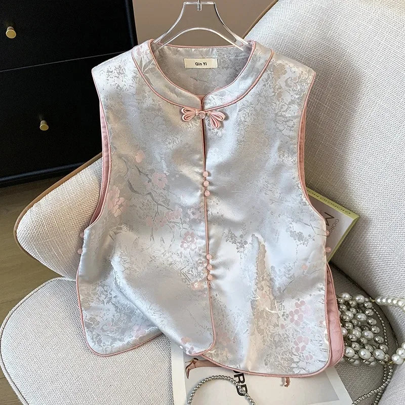 Thin Streetwear Casual Vintage Quality Chinese Ethnic Style Jacket Vests for Women Clothing Coats Fashion Clothes Embroidery