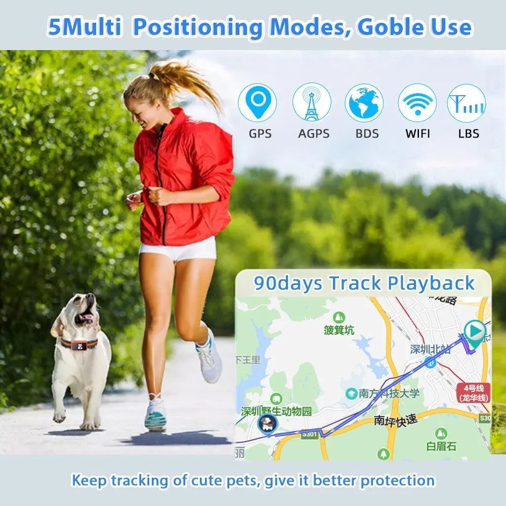 4G GPS Tracker for Dogs and Cats Waterproof Pet Locator with Health Monitor and Step Counter free card