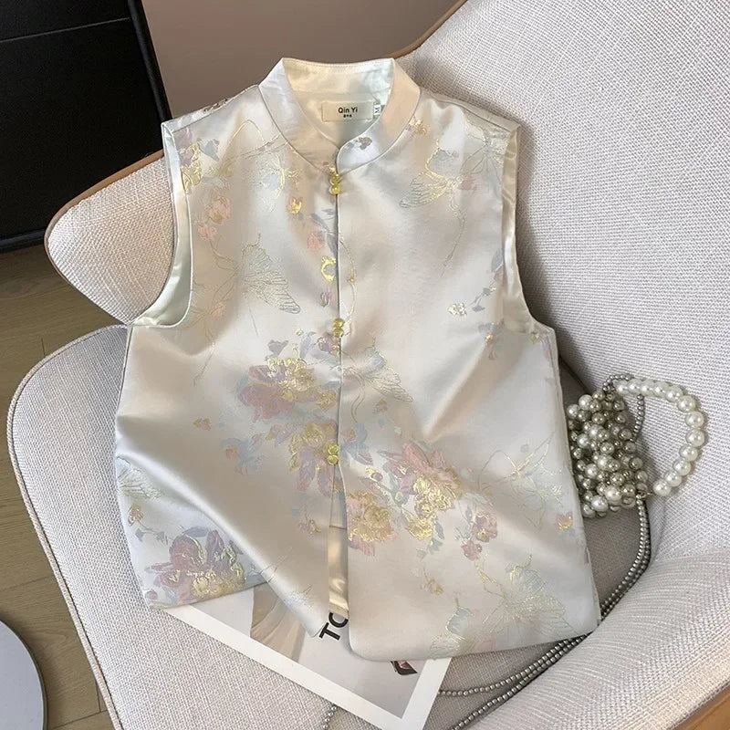 Thin Streetwear Casual Vintage Quality Chinese Ethnic Style Jacket Vests for Women Clothing Coats Fashion Clothes Embroidery