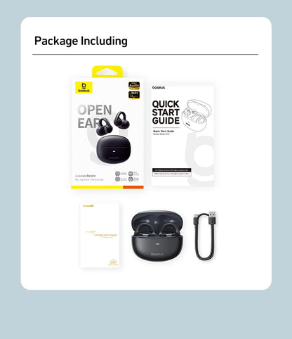 Baseus Bowie MC1 Ear Clip Wireless Earphones Bluetooth 5.4 Open-Ear Headphones Clip-On Sports Earbuds  IP57 Waterproof AI-Bass