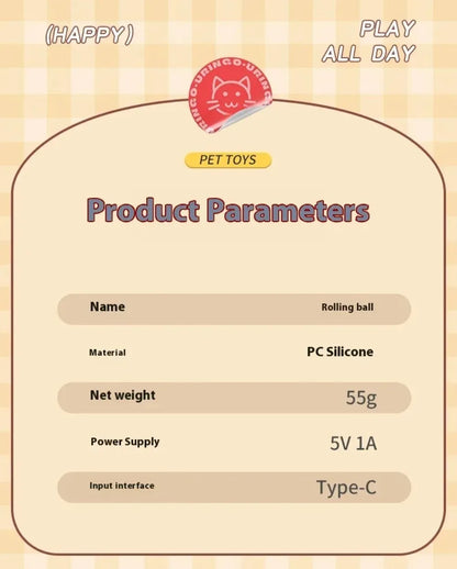 New Cat Interactive Ball Toy Automatic Rolling Ball Faux Tail Rechargeable Smart Pet Electric Toy Dog Cat Training Imitate Mouse