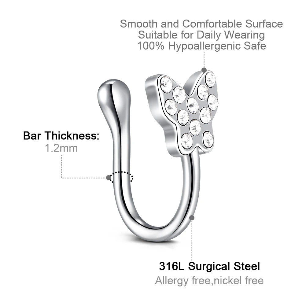 1Pcs Stainless Steel Nose Ring Hoop C Shape Septum Rings Non Piercing Ear Clip Earring Fake Nose RingsWomen Piercing Jewelry