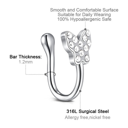 1Pcs Stainless Steel Nose Ring Hoop C Shape Septum Rings Non Piercing Ear Clip Earring Fake Nose RingsWomen Piercing Jewelry