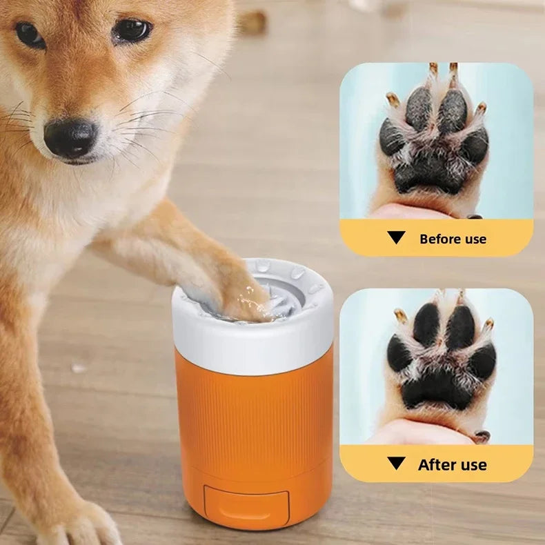 Pet Foot Washing Cup for Cat Dog Clean Grooming Artifact with Soft Silicone Brush Portable Semi Automatic Dogs Cleaning Supplies