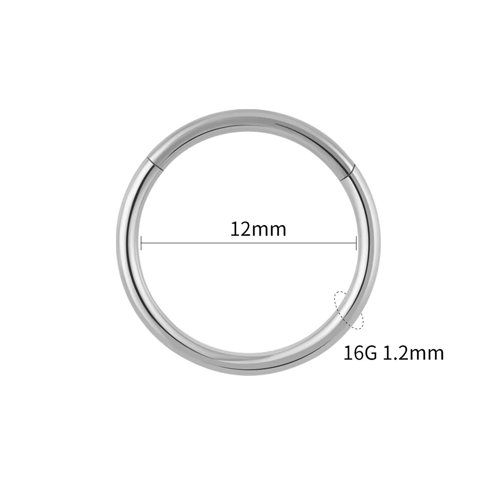 Right Grand ASTM F136 Titanium Hinged Hoop Nose Rings 20G 18G 16G Septum Ring Body Piercing Jewelry Helix Cartilage Rook Earring