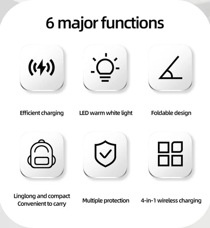 4 in 1 QI2 Wireless Charger Fast Charging Dock Stand Night Light For Magsafe iPhone 16 15 14 Pro Max Airpods Pro 2-8 Apple Watch