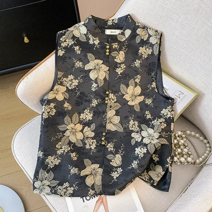 Thin Streetwear Casual Vintage Quality Chinese Ethnic Style Jacket Vests for Women Clothing Coats Fashion Clothes Embroidery