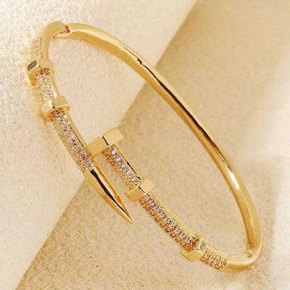 Women's Jewelry Nail Bracelets Trendy Zircon Screw Bracelet for Women Daily Party Festive Jewelry