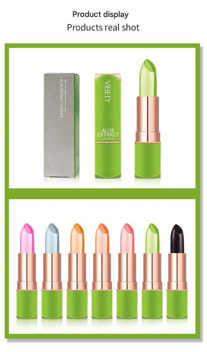 VIBELY 7 Color Mood Changing Lip Balm Natural Aloe Vera Long Lasting Moisturizing Lipstick for Women Color-Shifting Makeup