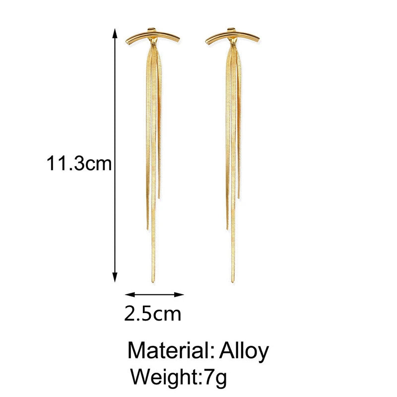 Trend Long Wire Tassel Thread Chain Climb Star Heart Beads Pendants Drop Earrings for Women Straight Hanging Ear Jewelry