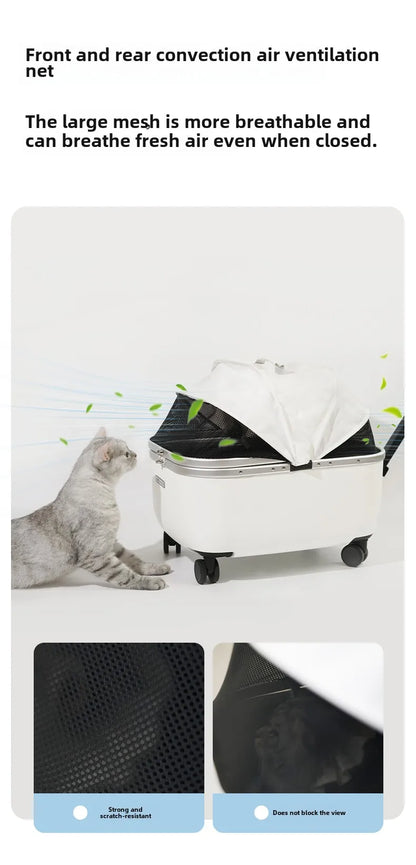 Lightweight Pet Travel Carrier Large Capacity Cat Backpack Shock-Absorbent Rolling Dog Trolley Adjustable Handle Pet Stroller