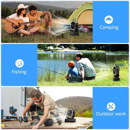 Multifunctional Portable Cooling Fan 20000mAh Waist‑clip Fan,Folding Hand‑held Turbo Fan,270°Rotatable Camping Fan With LED Light Outdoor Rechargeable Mini Air Cooler For Camping Working Travel