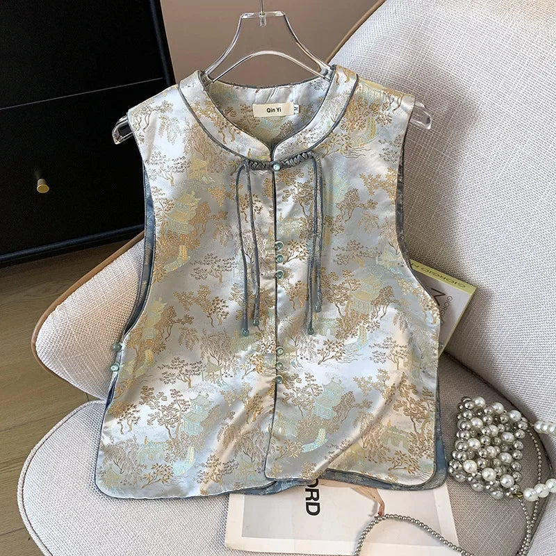 Thin Streetwear Casual Vintage Quality Chinese Ethnic Style Jacket Vests for Women Clothing Coats Fashion Clothes Embroidery